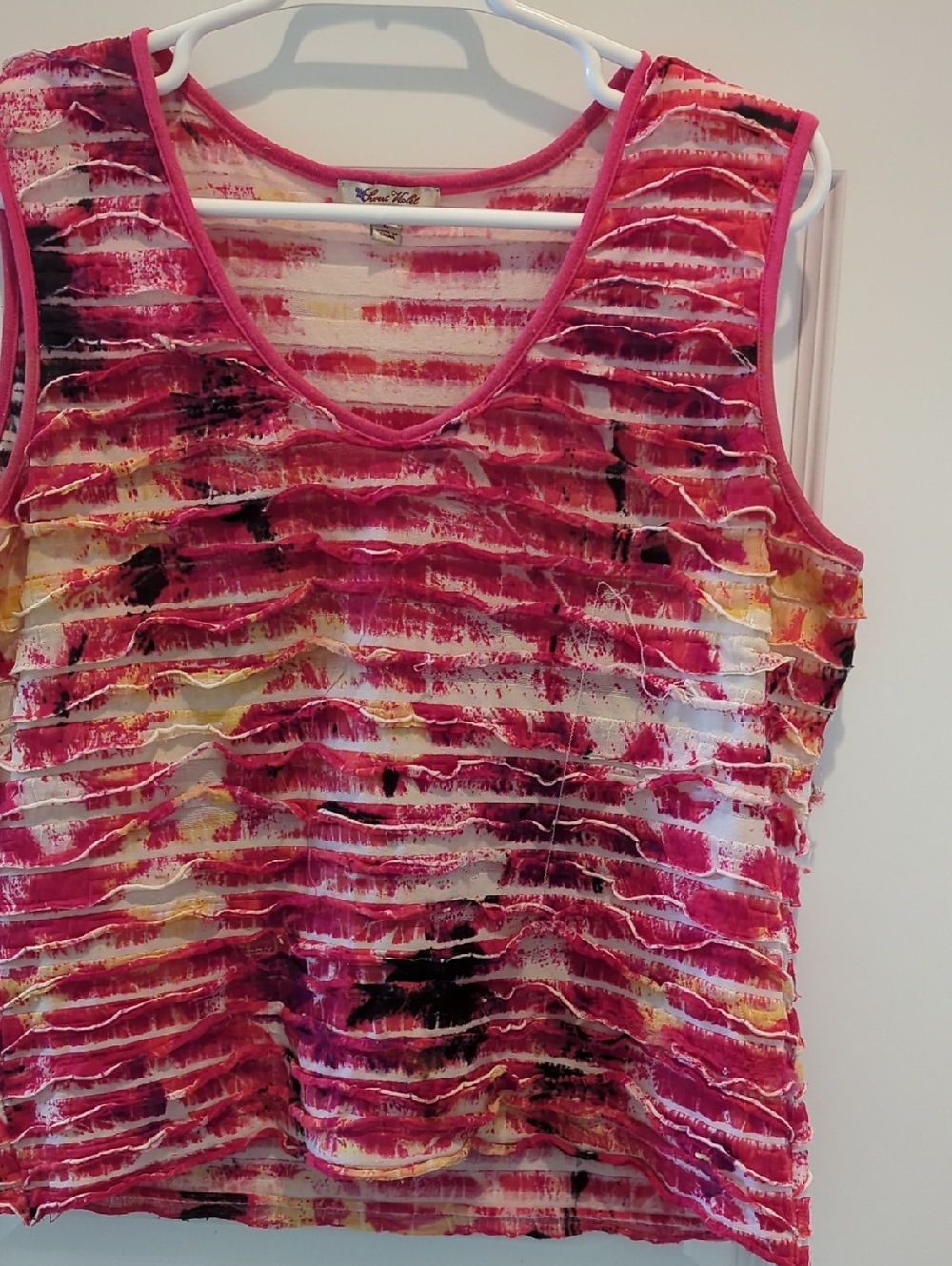 Layered Pink Ruffle Tank Top - Textured Sleeveless Knit